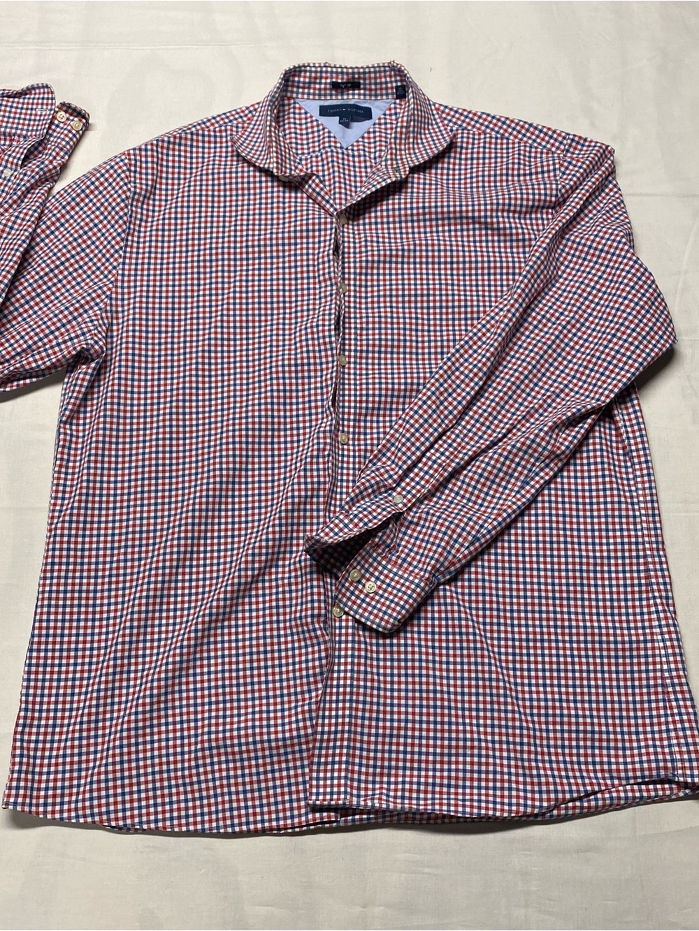 Tommy Hilfiger Red and Blue Gingham Dress Shirt